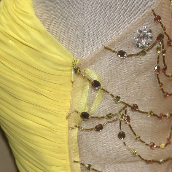 Sunshine Yellow Gown with Jewelled Sheer Back - Picture 9 of 11